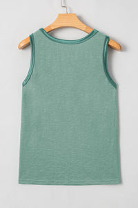 Metallic Shine Trim Scoop Neck Tank Top