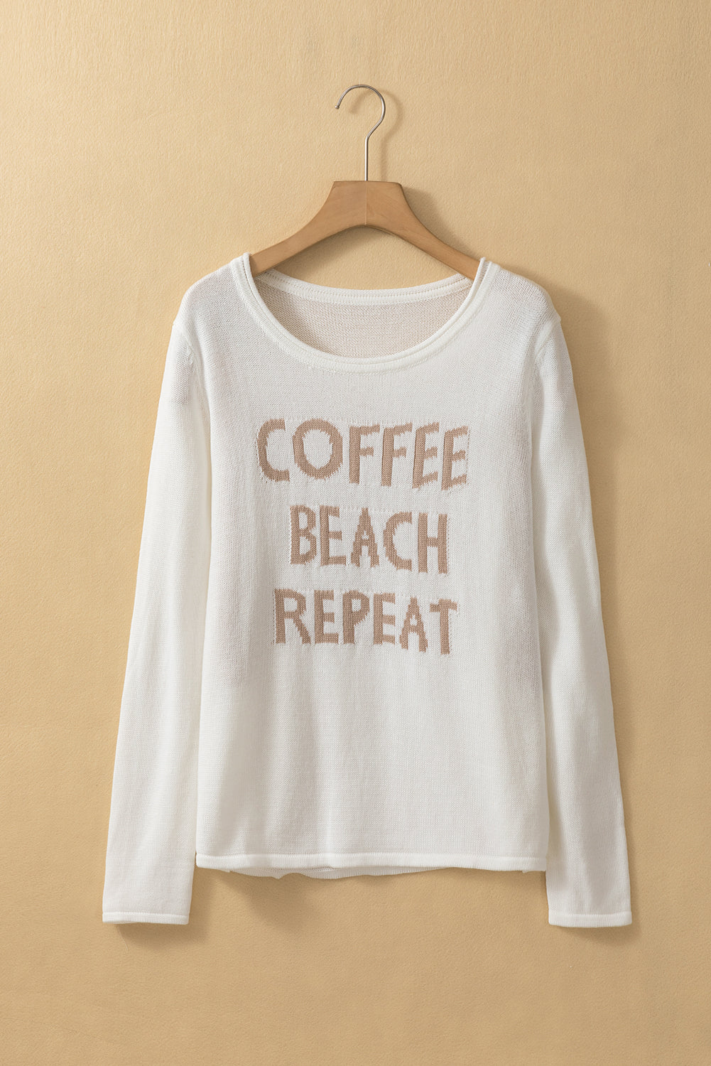 White COFFEE BEACH REPEAT Graphic Knit Sweater