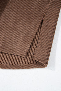 Corduroy Textured Double Chest Pocket Button Up Shacket