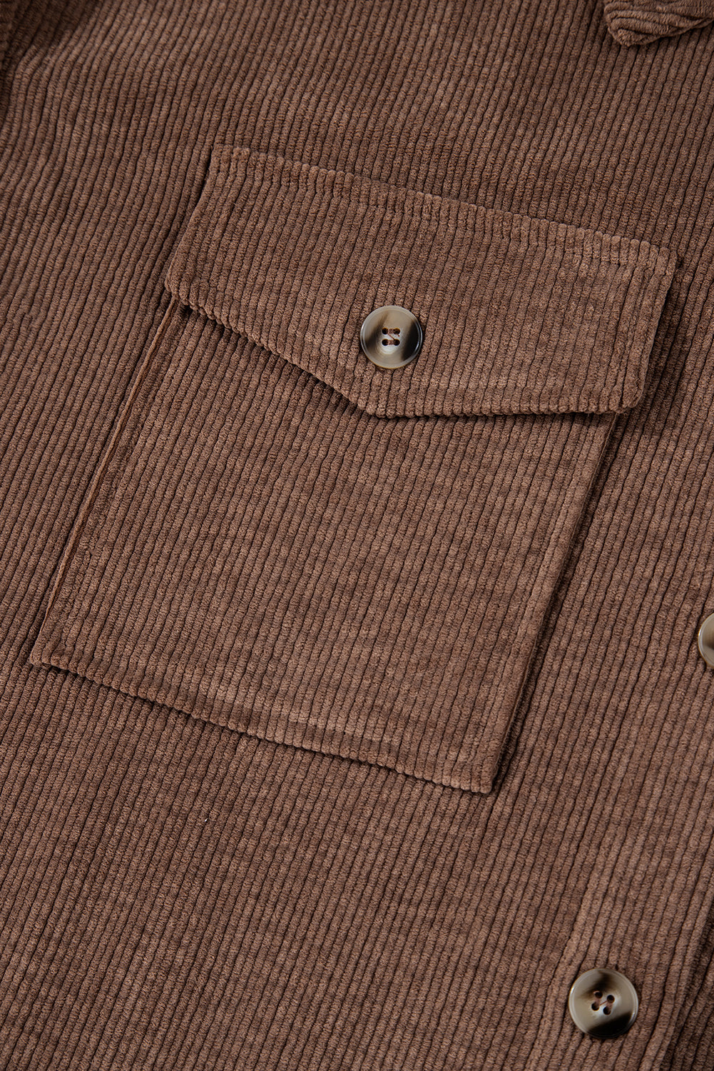 Corduroy Textured Double Chest Pocket Button Up Shacket