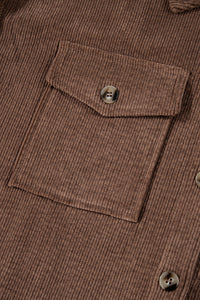 Corduroy Textured Double Chest Pocket Button Up Shacket