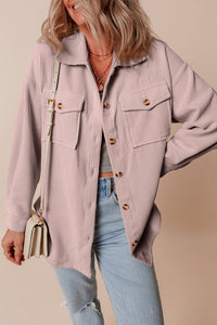 Corduroy Textured Double Chest Pocket Button Up Shacket