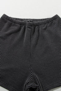 Ribbed Corded Knit Loose Fit Tee and Shorts Set