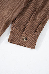 Corduroy Textured Double Chest Pocket Button Up Shacket