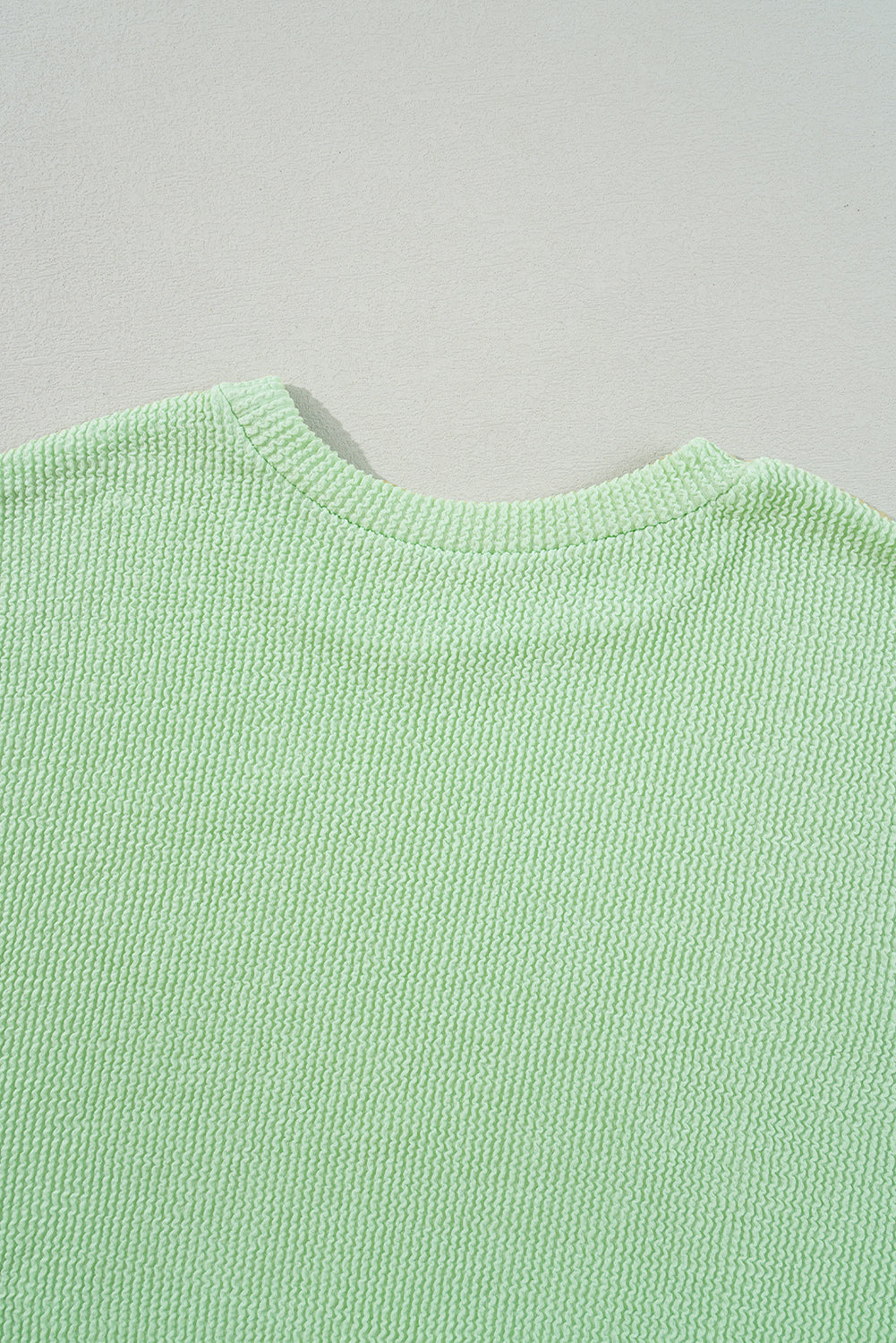 Spring Green Ribbed Drop Shoulder Pullover Top