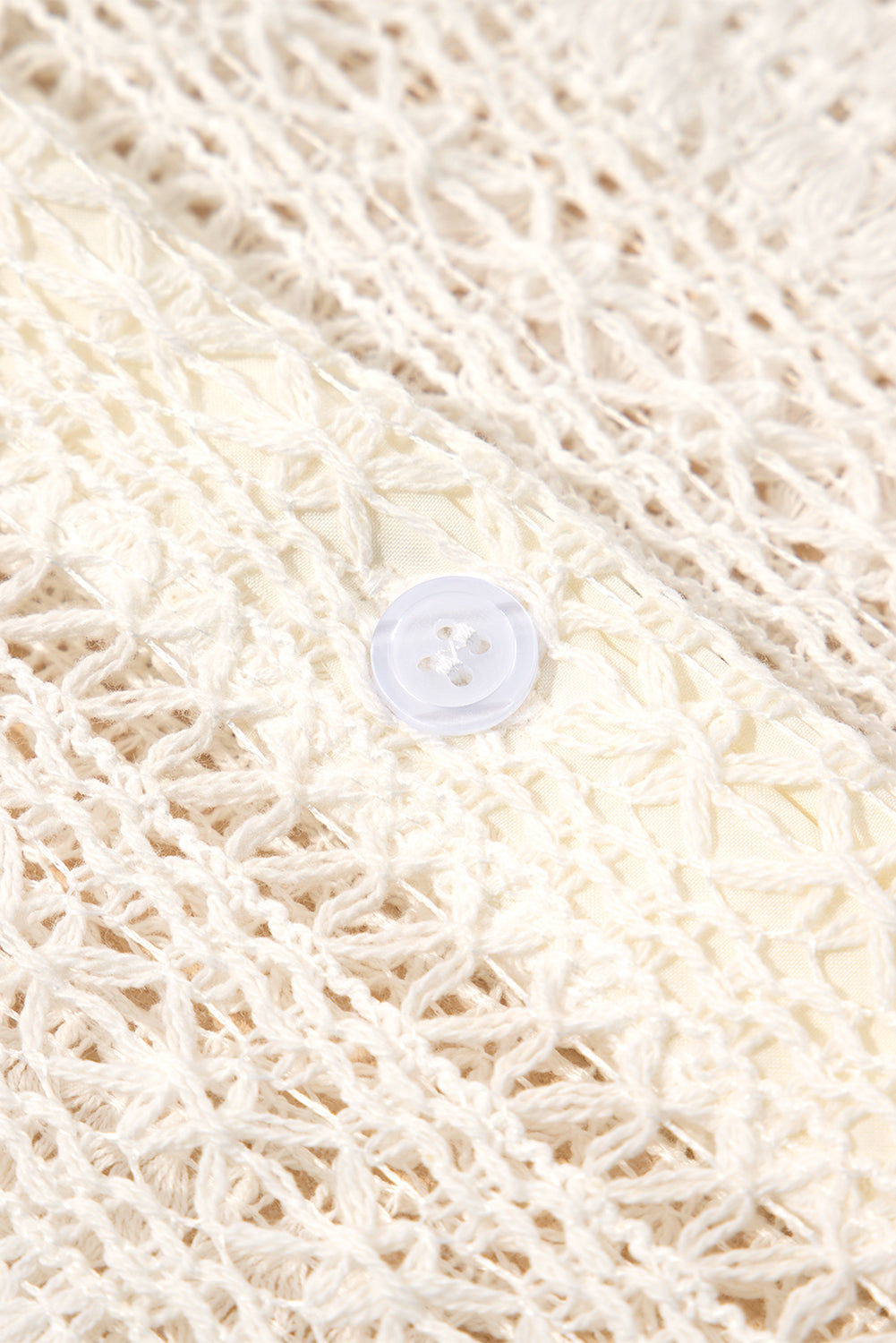 Ivory Lace Crocheted Button Down Tunic Oversized Shirt
