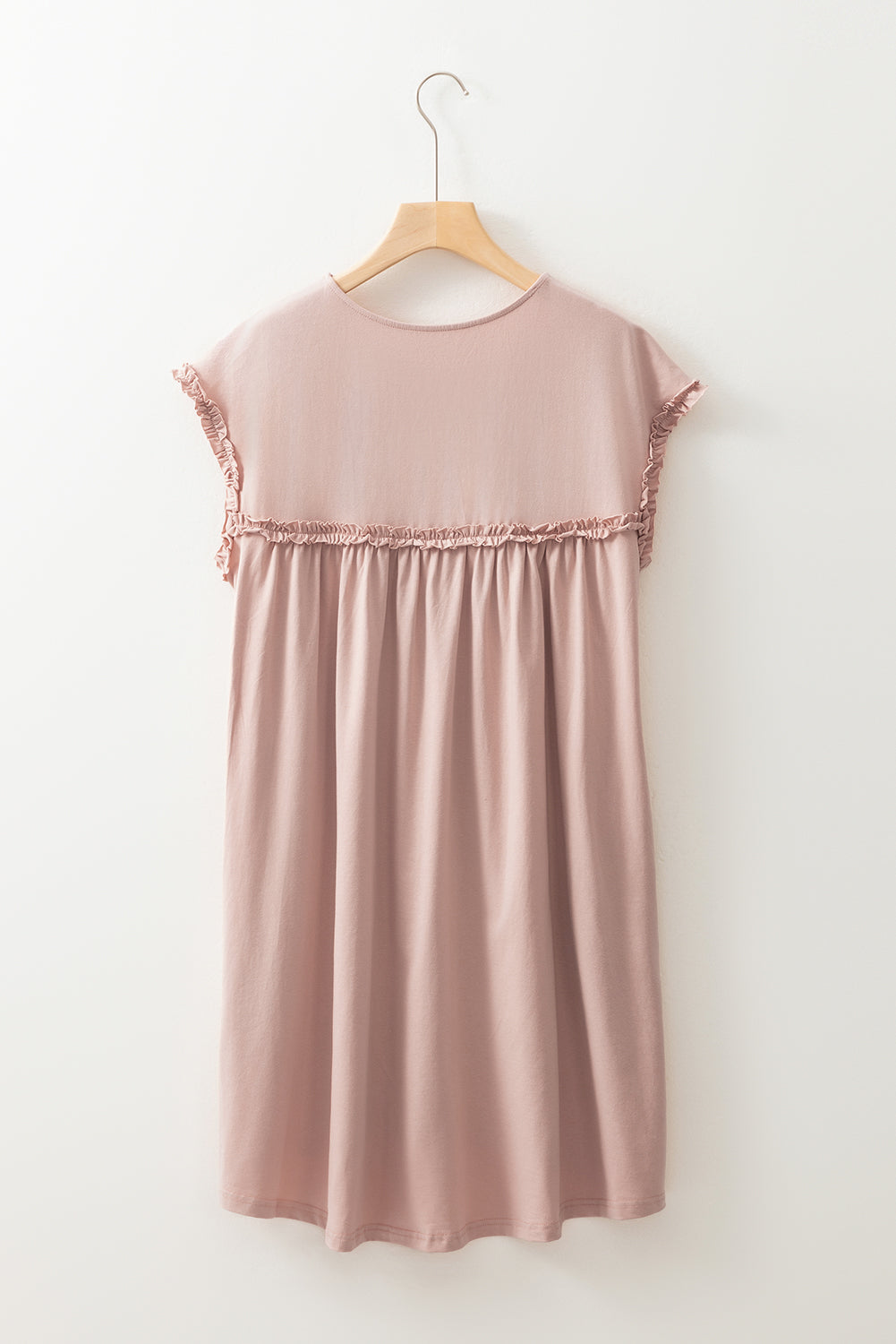 Pink Ruffled Cap Sleeve Hi Lo Babydoll Mini Dress