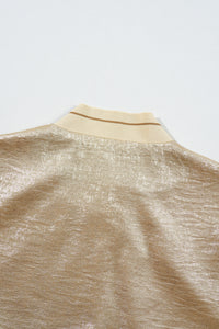 Khaki Metallic Zip Up Baseball Jacket