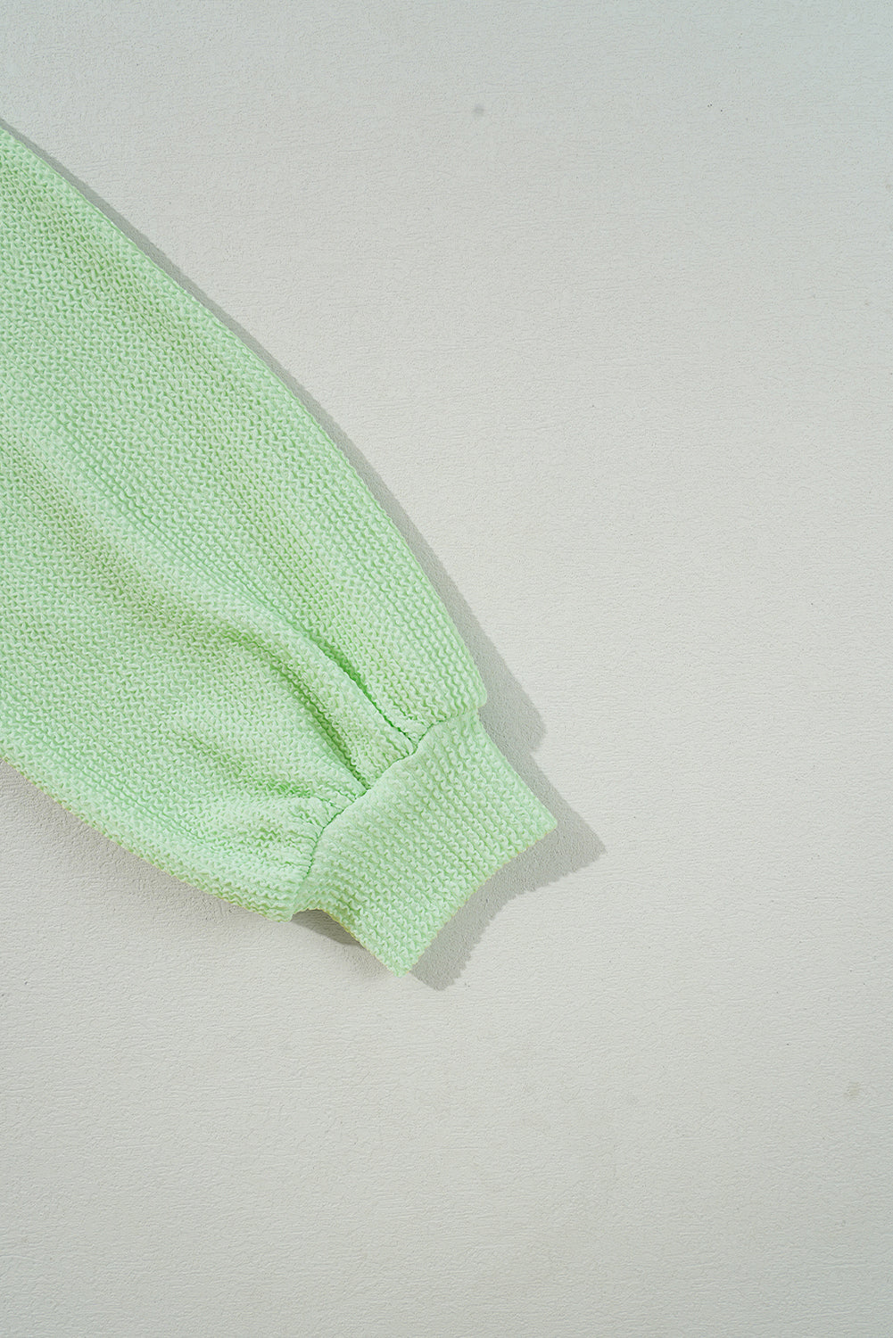 Spring Green Ribbed Drop Shoulder Pullover Top