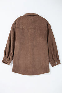 Corduroy Textured Double Chest Pocket Button Up Shacket