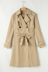 Light Khaki Lapel Collar Trench Coat