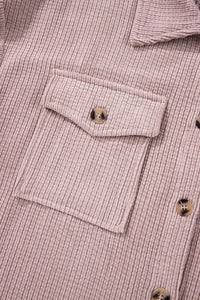 Corduroy Textured Double Chest Pocket Button Up Shacket