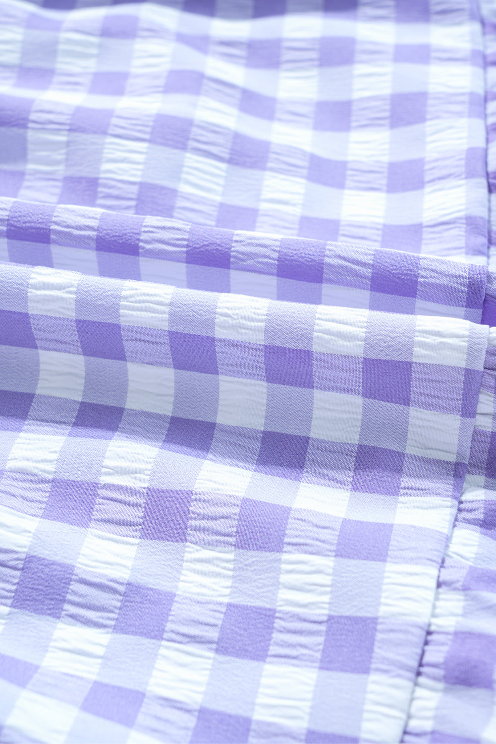 Lavender Plaid Ruffle Flared Sleeve Babydoll Mini Dress