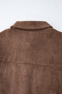 Corduroy Textured Double Chest Pocket Button Up Shacket