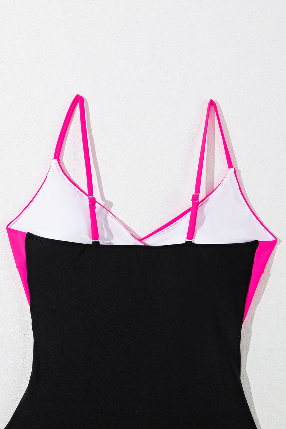 Pink and Black Crossover Cutout One Piece Padded Swimsuit