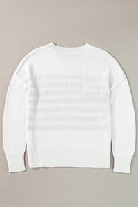 White American Flag Cable Knit Sweater