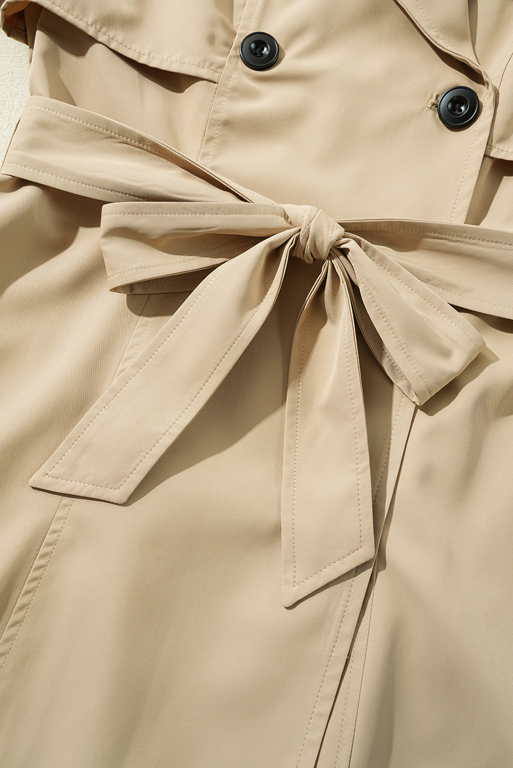 Light Khaki Lapel Collar Trench Coat