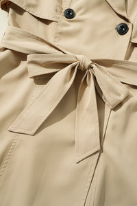 Light Khaki Lapel Collar Trench Coat