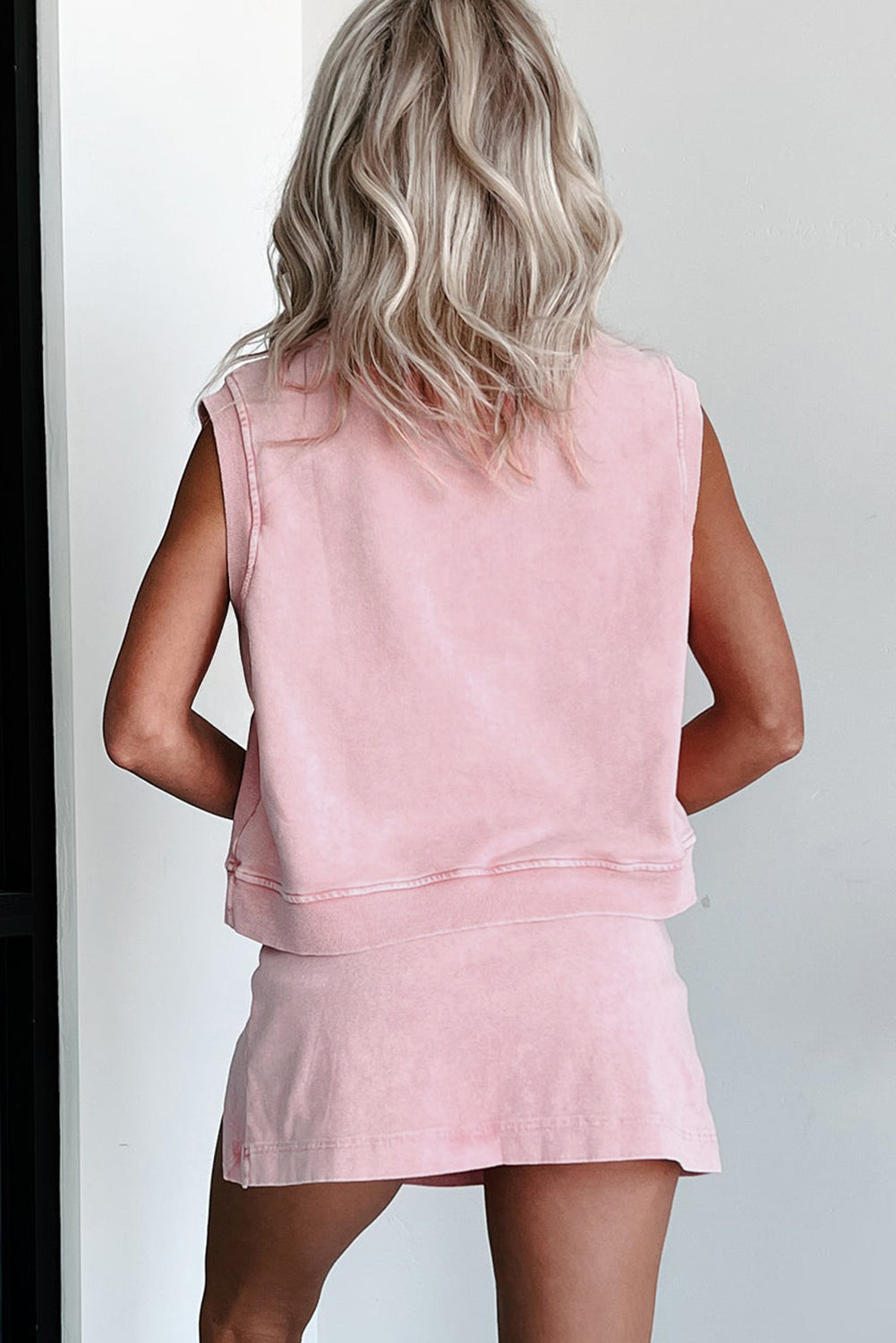 Mineral Wash Cotton Sleeveless Top and Skort Set