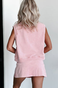 Mineral Wash Cotton Sleeveless Top and Skort Set