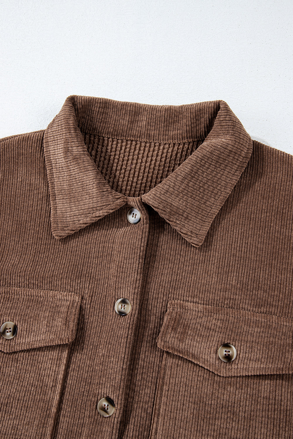 Corduroy Textured Double Chest Pocket Button Up Shacket