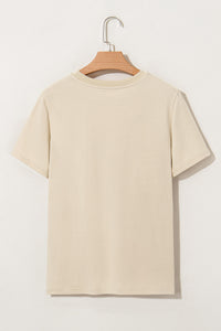 Beige LIVE YOUR BEST LIFE Crew Neck Western Graphic Knit Tee