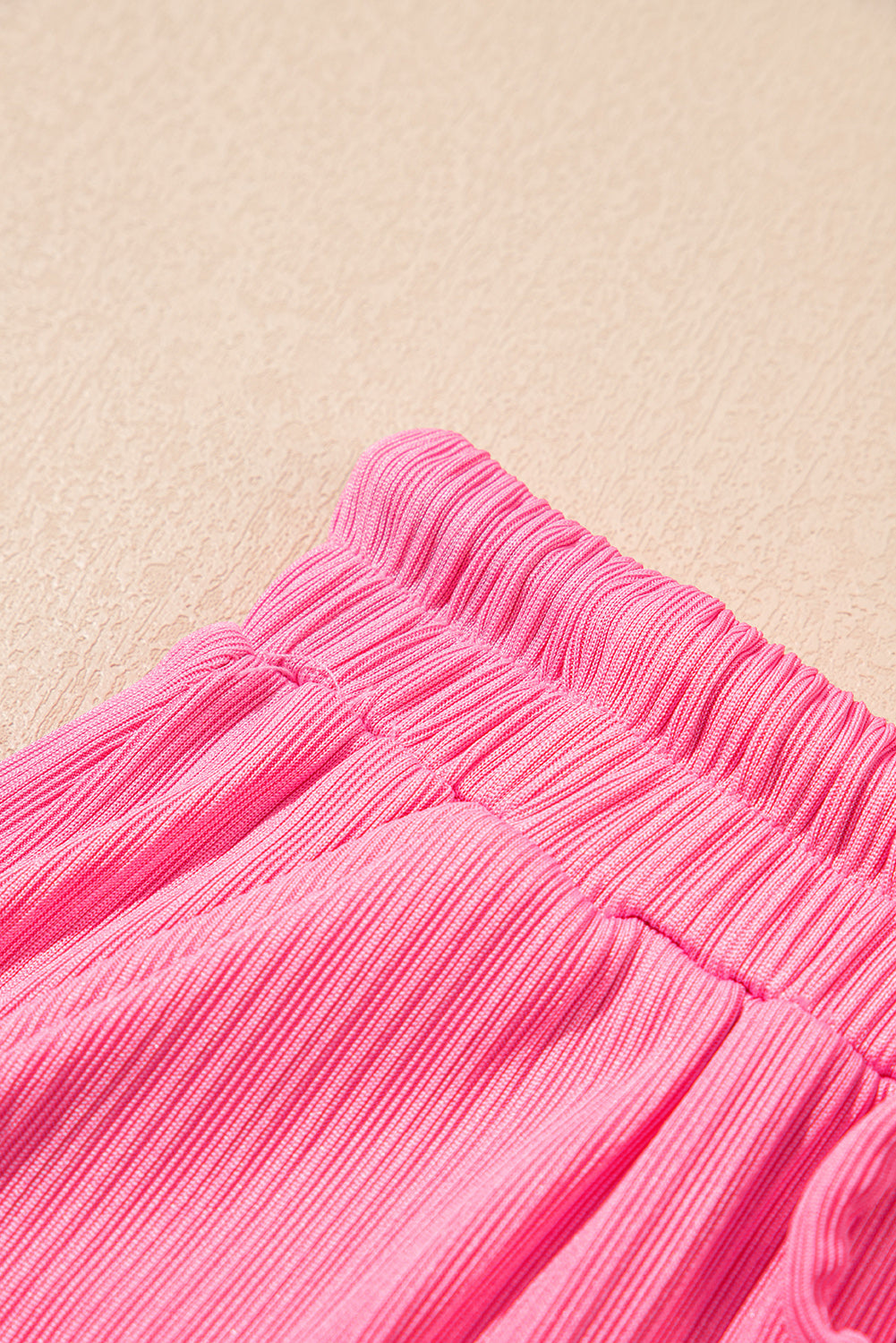 Pink Textured Ruffle Crop Top and Long Skirt Two Piece Set