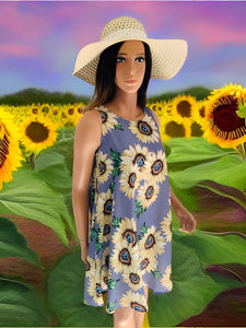 Purple Sunflower Silky Sun Dress