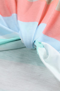 Coral Blue Striped Sequin Pocket Sleeveless Top