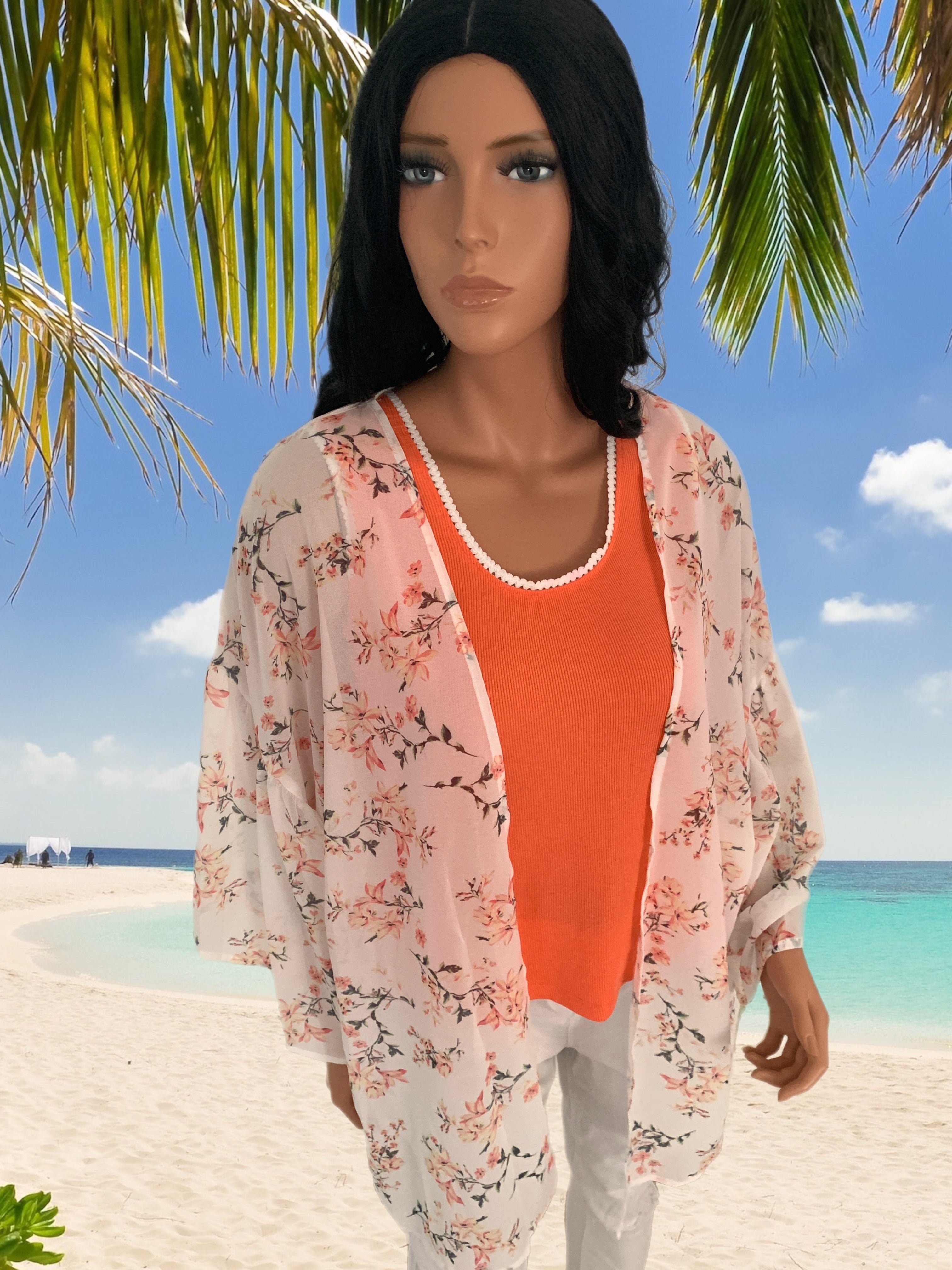 Peach Floral Kimono