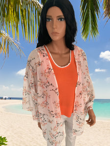 Peach Floral Kimono