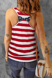 Patriotic Stars and Stripes Bowtie Racerback Tank