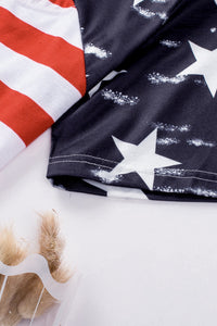 American Flag Front Cutout Short Sleeve Knit Tee