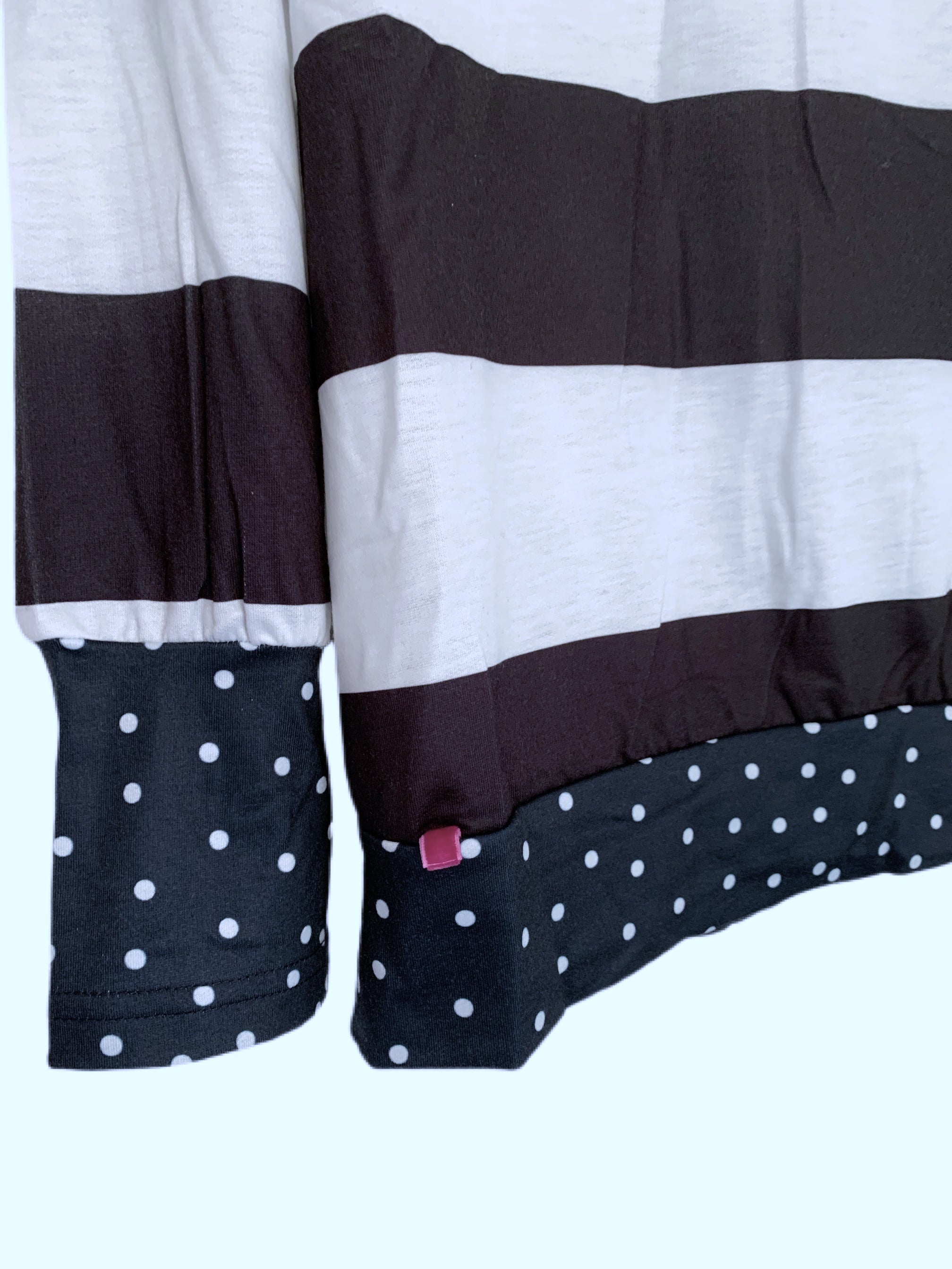 White & Black Stripes w/Navy Polka Dots Lightweight Hoodie