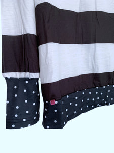 White & Black Stripes w/Navy Polka Dots Lightweight Hoodie