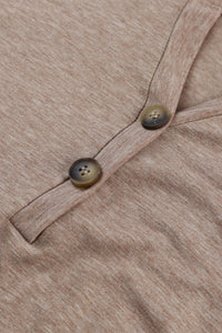 Mocha V-Neck Rolled Short Sleeve Tee