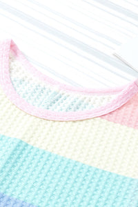 Pastel Striped Waffle Knit Sleeveless Top