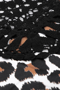 Black Lace Neckline Leopard Print Halter Tank