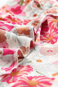 Pink Floral Flutter Cap Sleeve Flowy Blouse