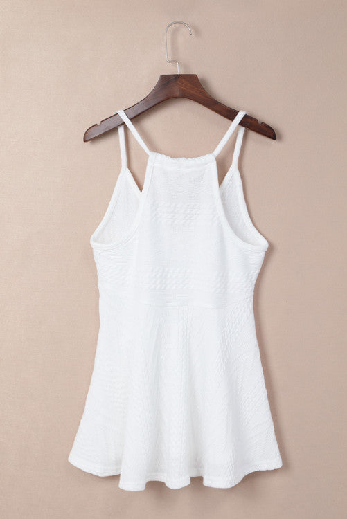 White Textured Knit Peplum Sweater Tank