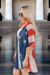 Patriotic Flag Print Kimono