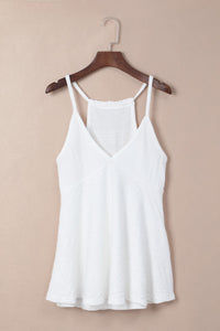 White Textured Knit Peplum Sweater Tank