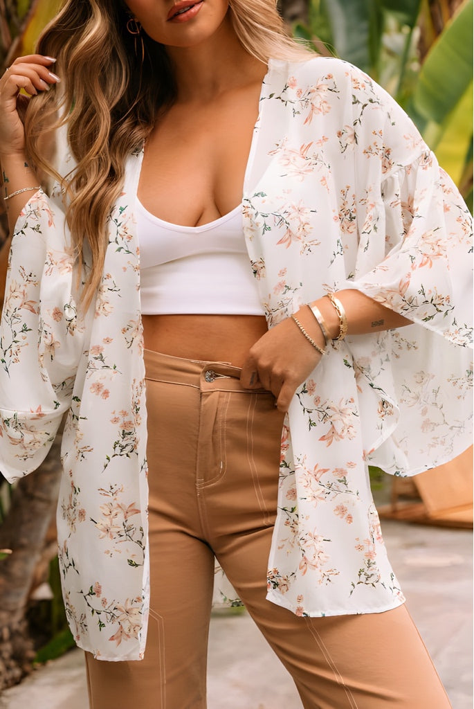 Peach Floral Kimono