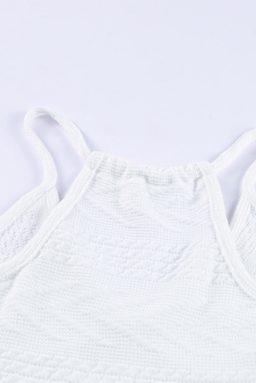 White Textured Knit Peplum Sweater Tank