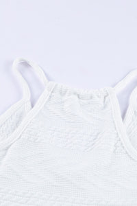 White Textured Knit Peplum Sweater Tank