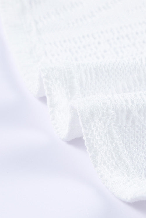 White Textured Knit Peplum Sweater Tank