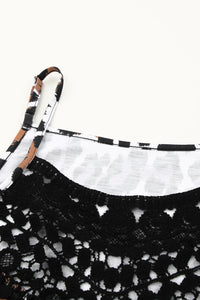 Black Lace Neckline Leopard Print Halter Tank