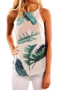 Pink and Green Tropical Print Tank Top