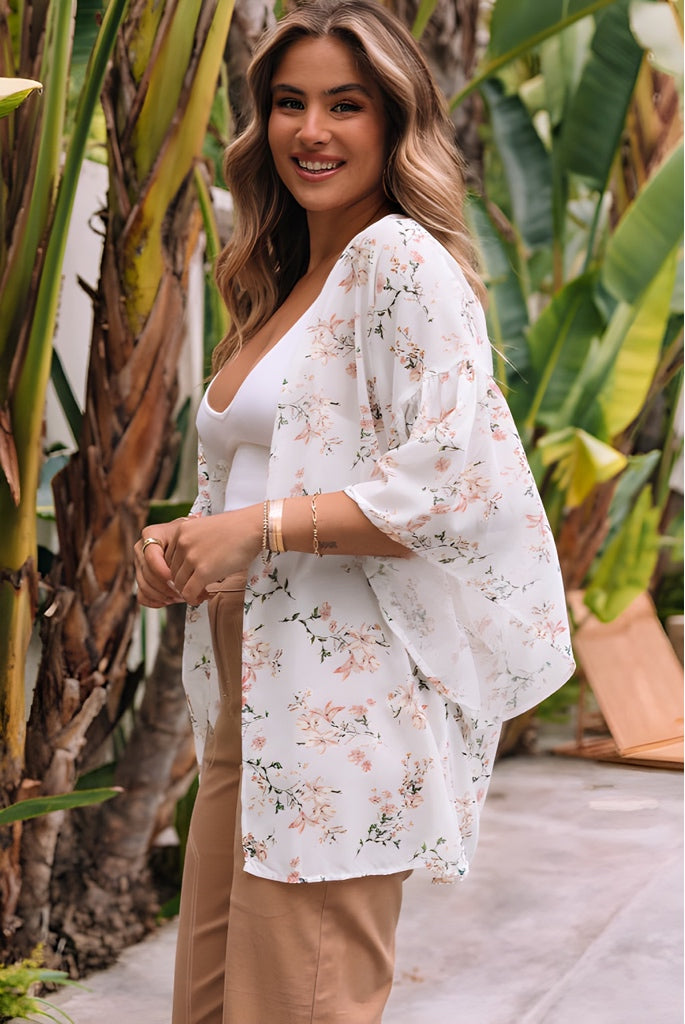 Peach Floral Kimono