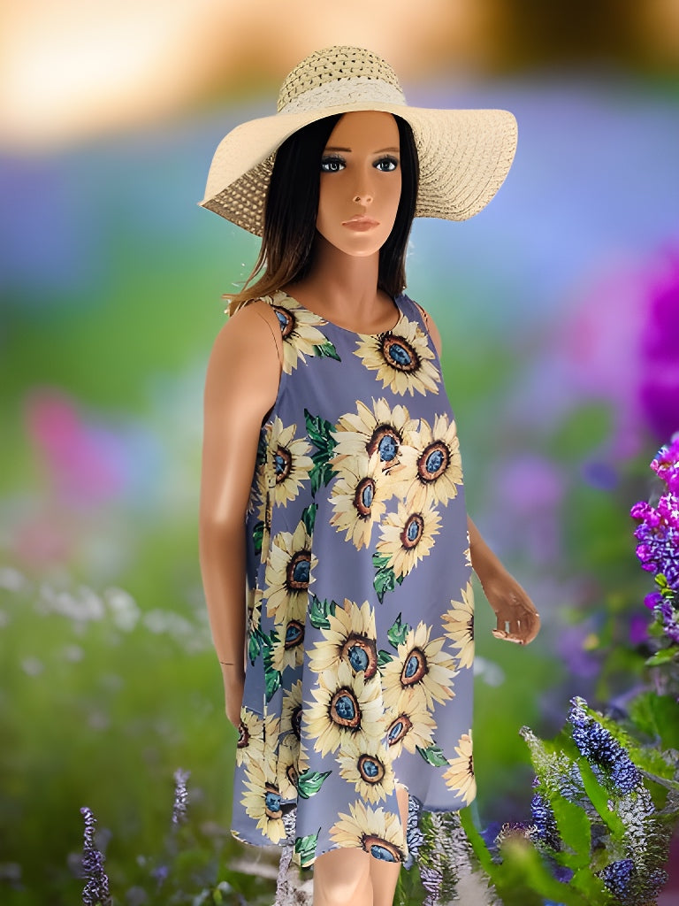 Purple Sunflower Silky Sun Dress